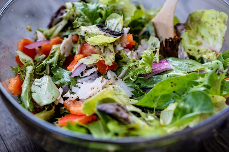 Fresh garden salad with mixed greens and balsamic dressing
