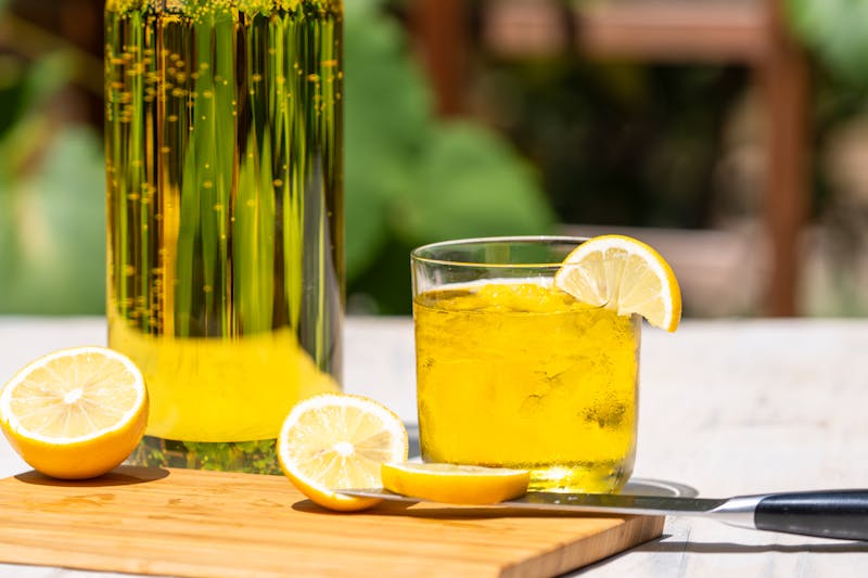 Fresh lemonade drink served cold