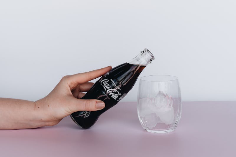 Cold soda drinks in glass bottles